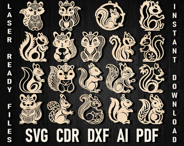 Squirrel christmas laser cut ornament bundle