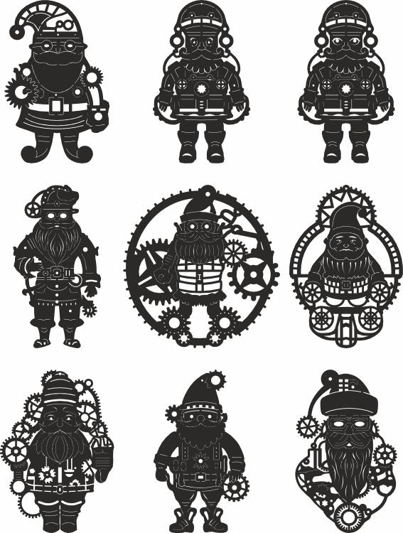 Steampunk Santa claus laser cut svg