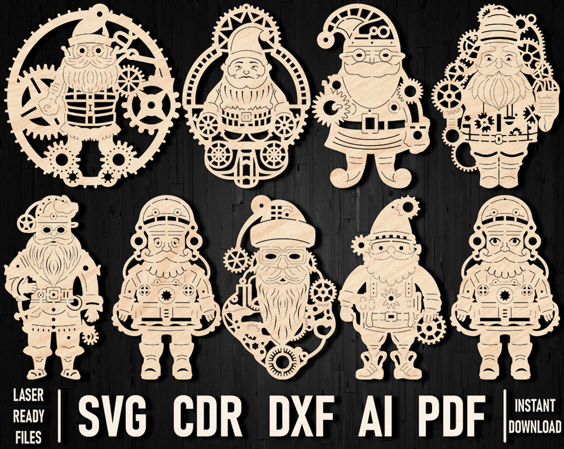 Steampunk christmas dxf laser cut files