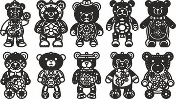 Steampunk laser cutting bear dxf