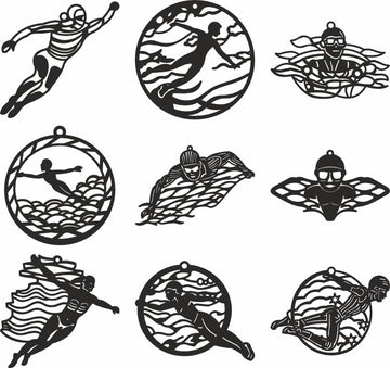 Swimmer laser cut christmas design