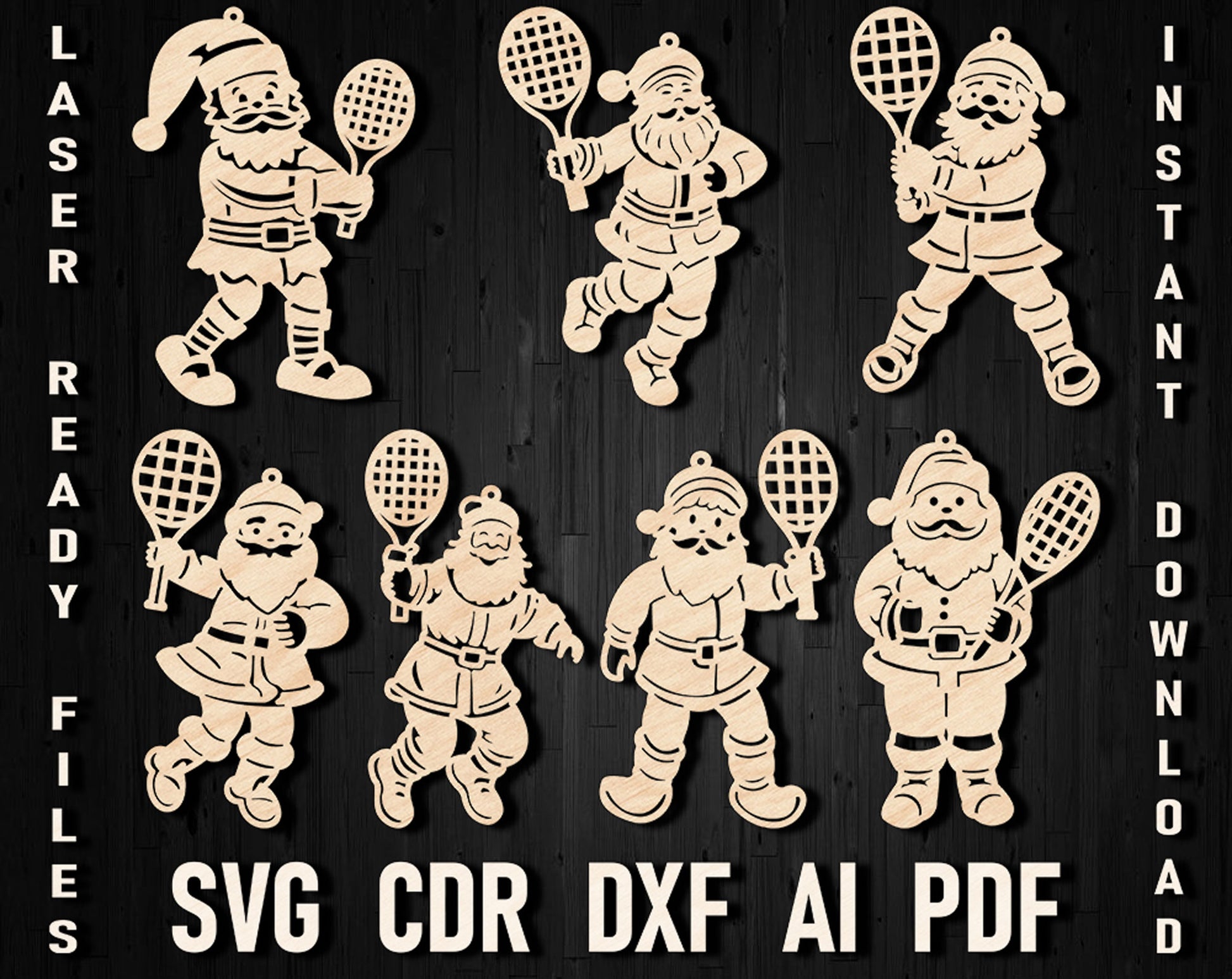 Tennis player christmas laser cut ornament