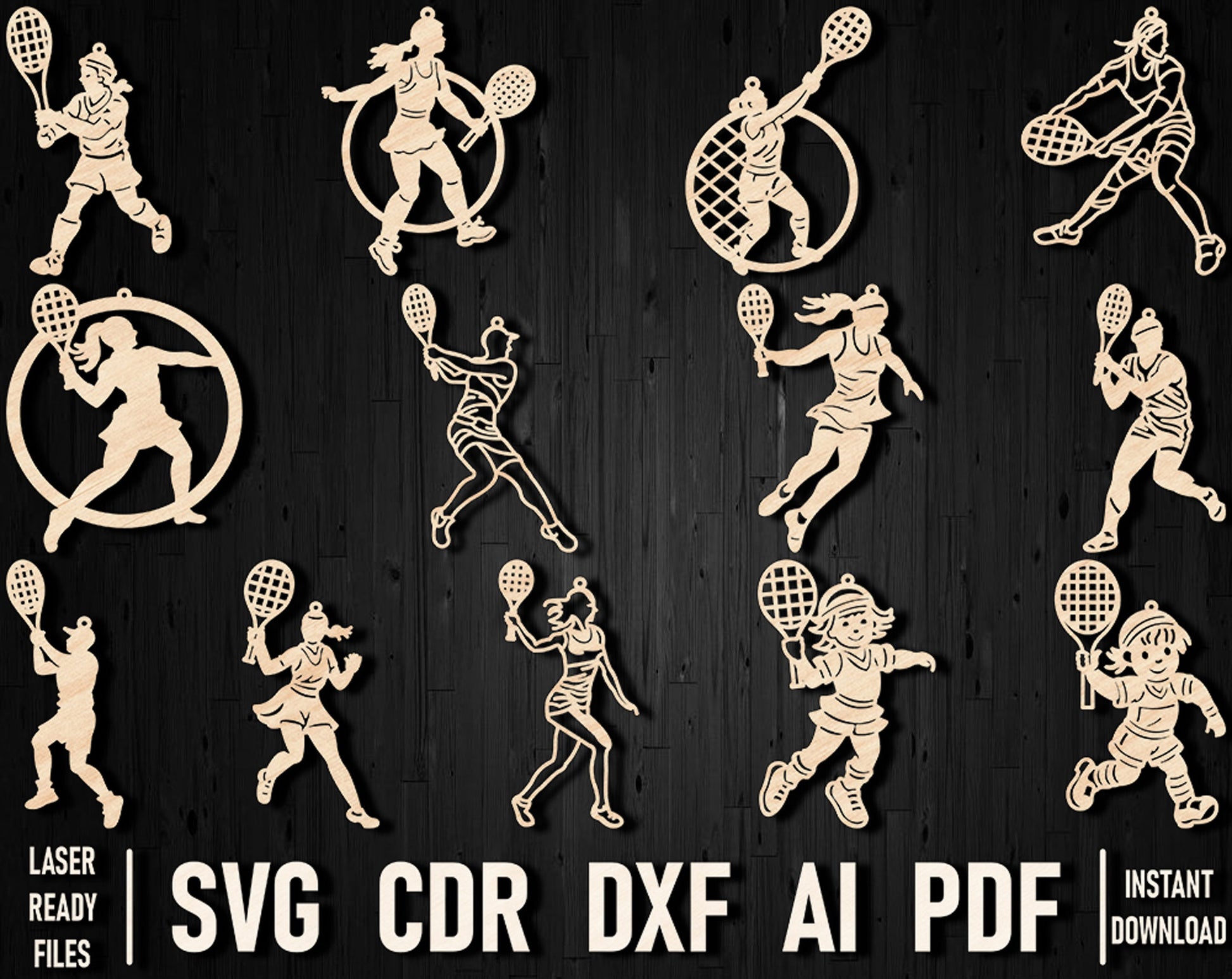 Tennis player vector laser cut design