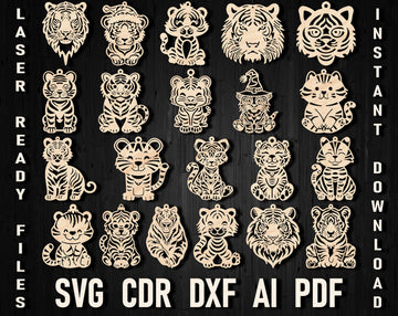 Tiger christmas laser cut ornaments