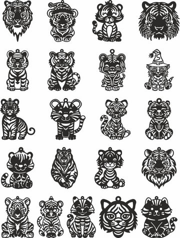 Tiger laser cut svg ornaments