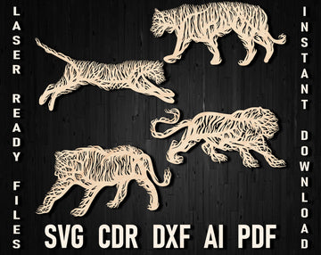 Tiger tree vector laser cut wall decor ornament
