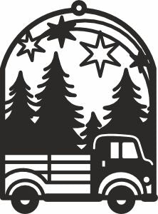 Truck christmas laser cut svg ornament