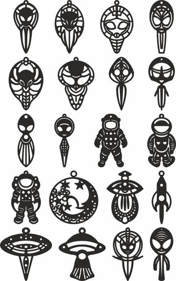 UFO glowforge earrings vector template