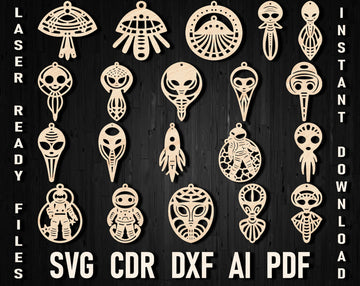 UFO laser cutting earrings bundle