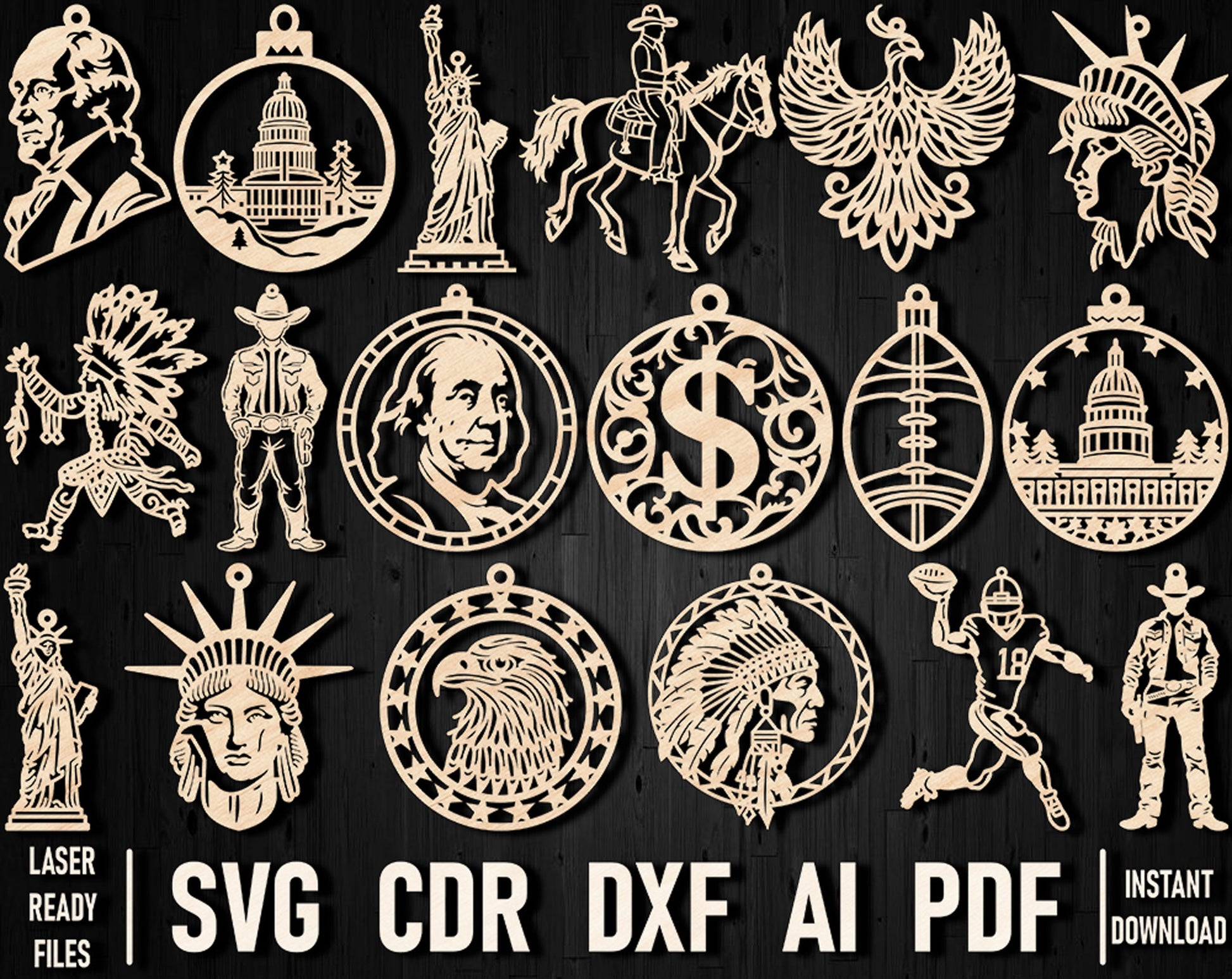 USA laser cut design bundle