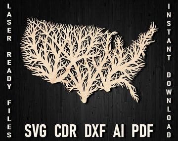 USA tree wall map