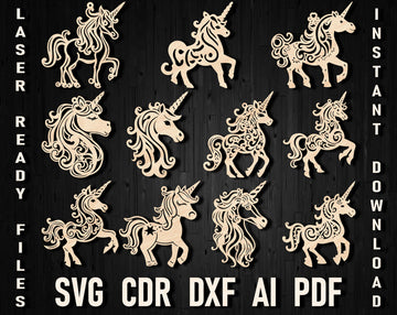 Unicorn christmas laser cut svg