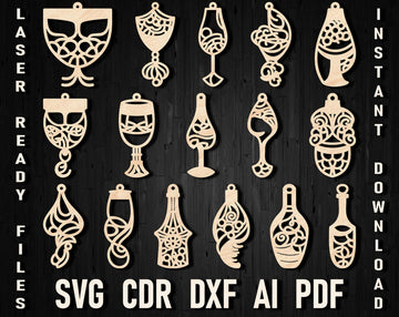 Wine earrings laser cut files