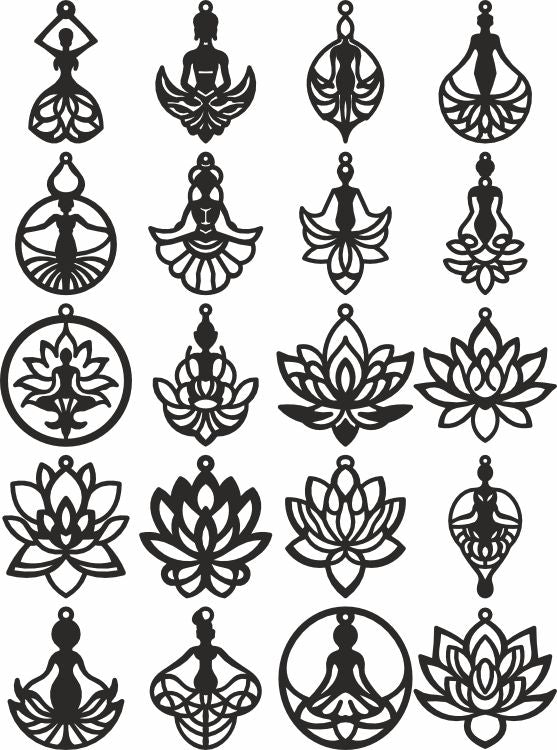 Yoga laser cut earrings bundle