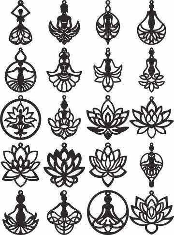 Yoga laser cut earrings bundle