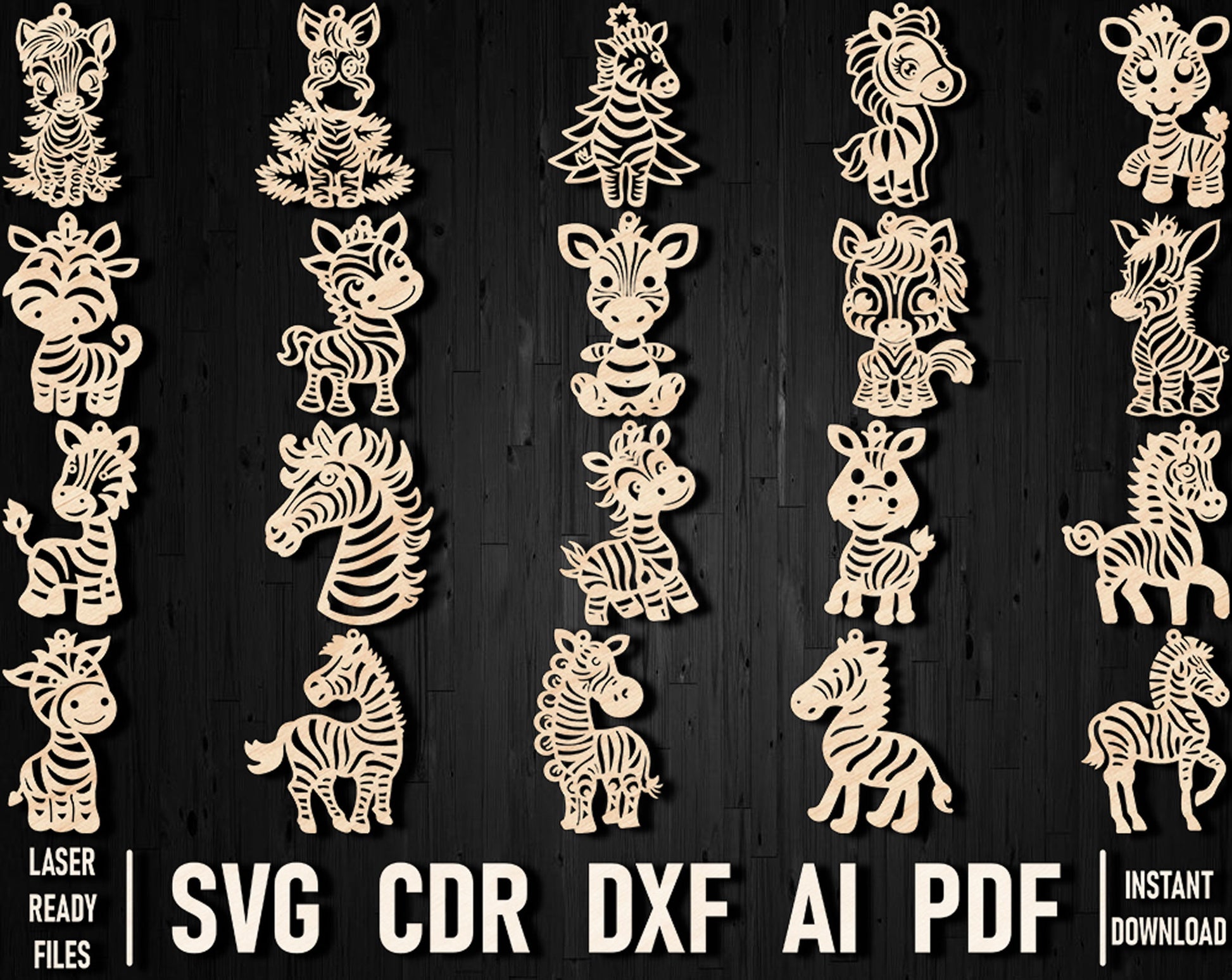 Zebra christmas laser cutting files