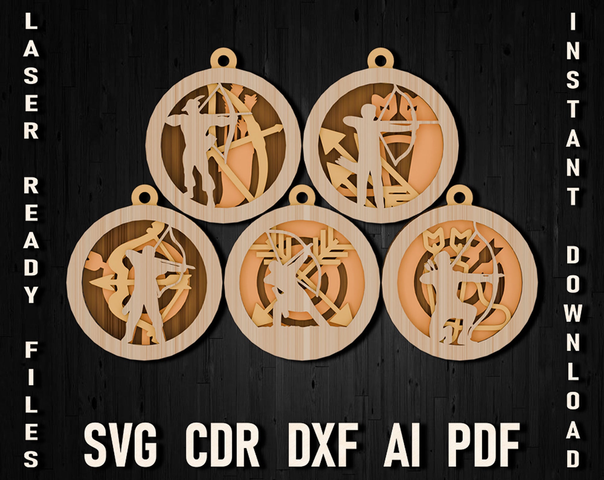archery svg christmas ornament for glowforge