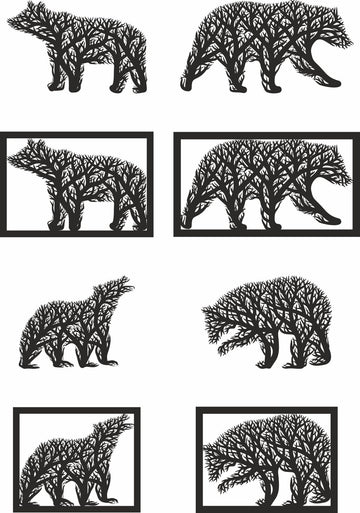 bear vector tree panel decor