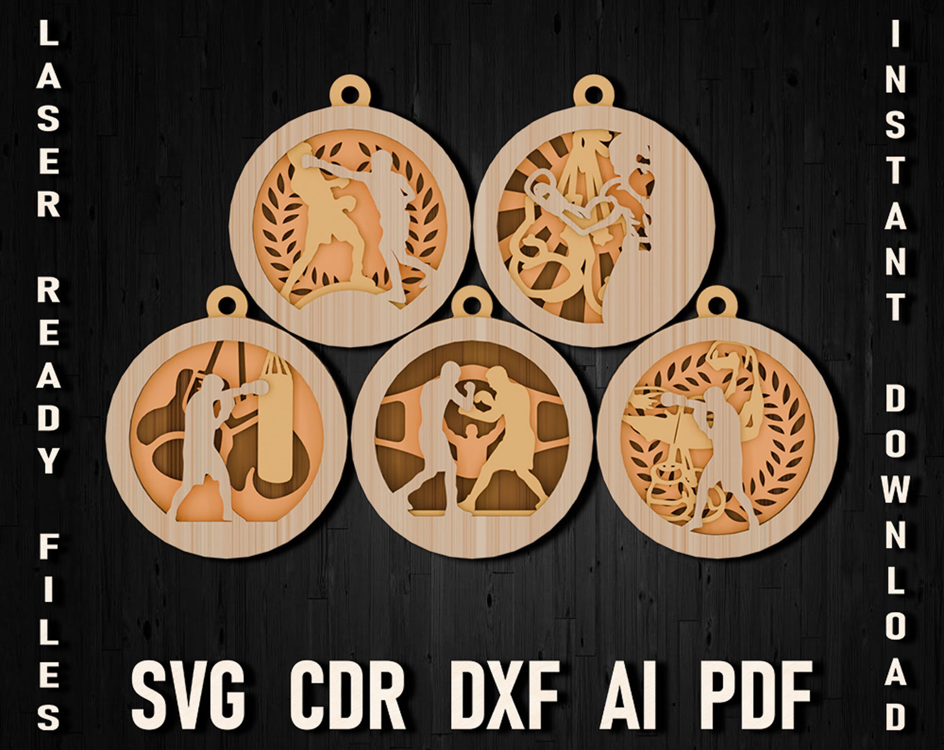 boxing christmas multi-layer svg ornaments for glowforge