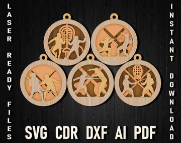 fencing multilayer ornament glowforge christmas files