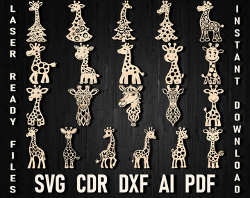 giraffe laser cut christmas ornament