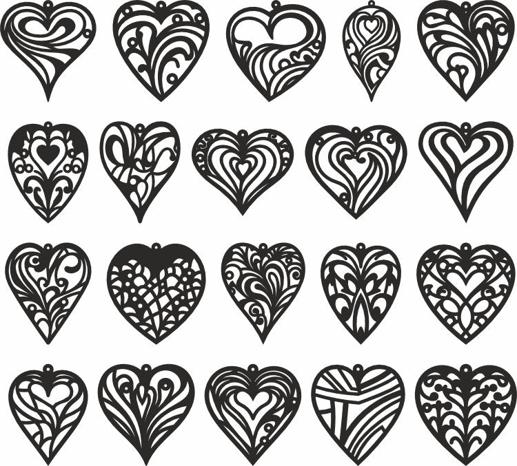 heart vector earrings dxf bundle