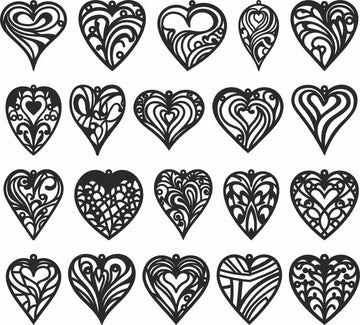 heart vector earrings dxf bundle