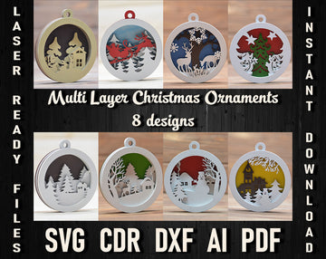 laser cutting christmas tree decoration svg