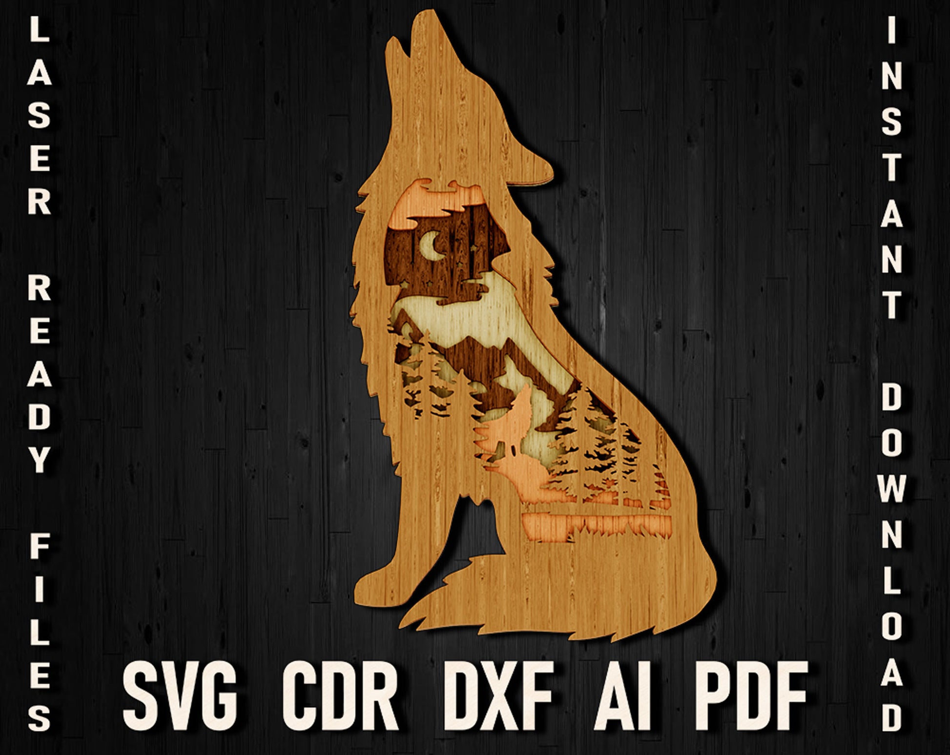 mountain wolf svg file for glowforge