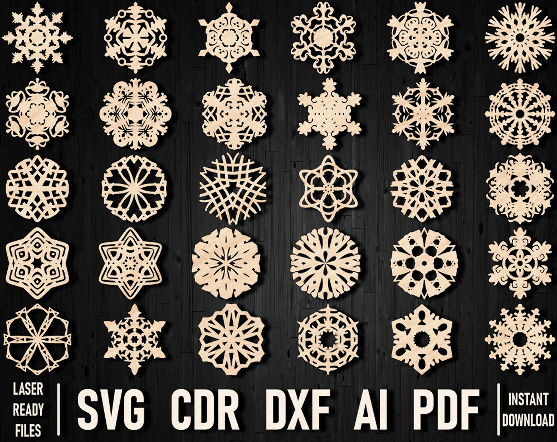 nowflakes laser cutting dxf bundle
