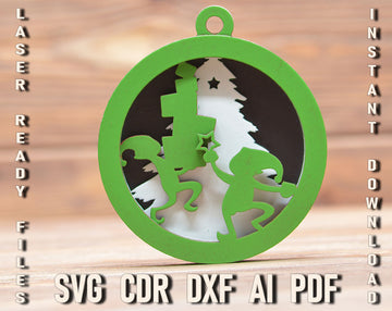 svg christmas elf tree decorations