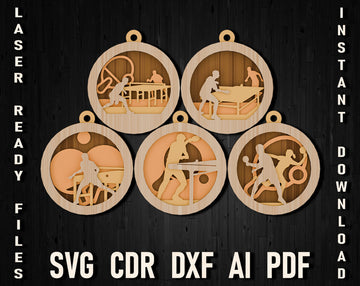 table tennis svg multilayer christmas ornament