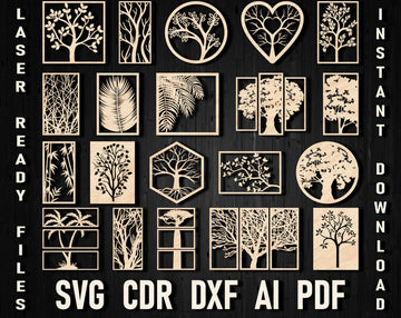 tree style wall decoration panels divider bundle svg