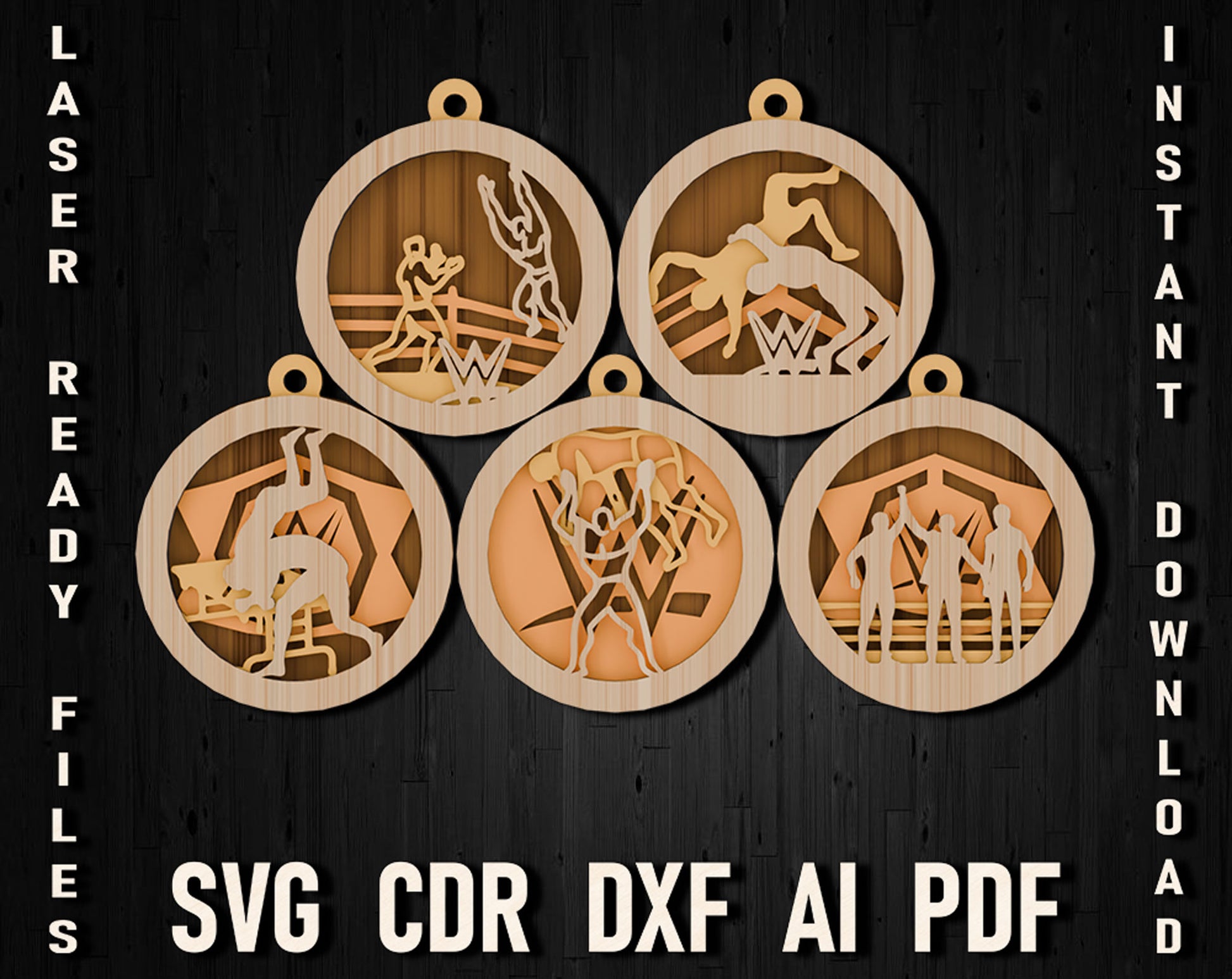 wrestling multilayer svg christmas ornament