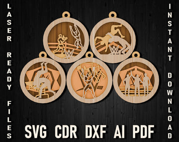 wrestling multilayer svg christmas ornament