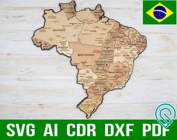 Brazil Map Svg File For Laser Cutting And Engraving