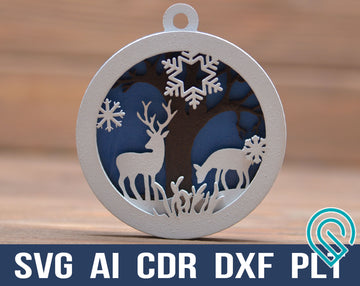 Christmas Deer Multi Layer Svg Laser Cutting Ornament