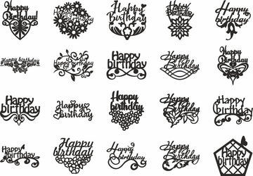 Happy Birthday Cake Topper Svg File For Laser Cutting