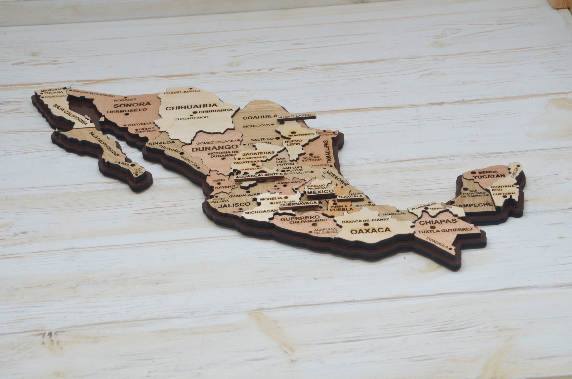 Mexico Wooden Map