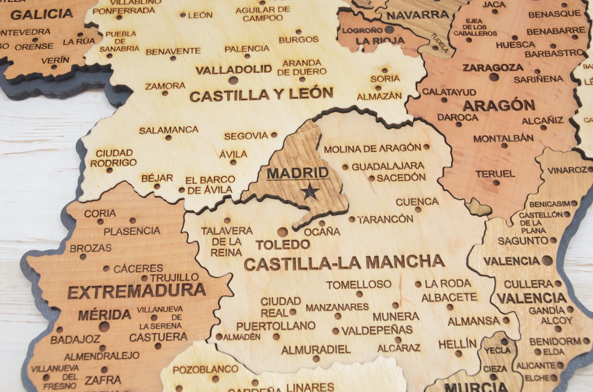Spain Wooden Map