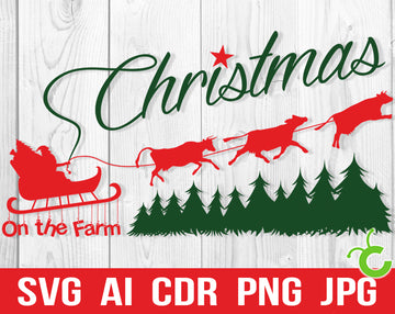 Christmas On The Farm Svg, Santa With Cows Svg Cricut And Silhouette