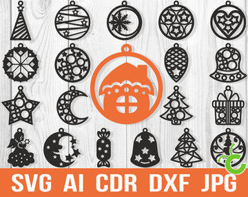 Christmas Baubles Cdr Laser Cutting Ornaments For Glowforge
