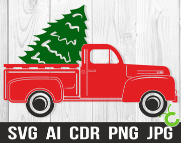 Christmas Truck With Christmas Tree Svg File For Cricut And Silhouette