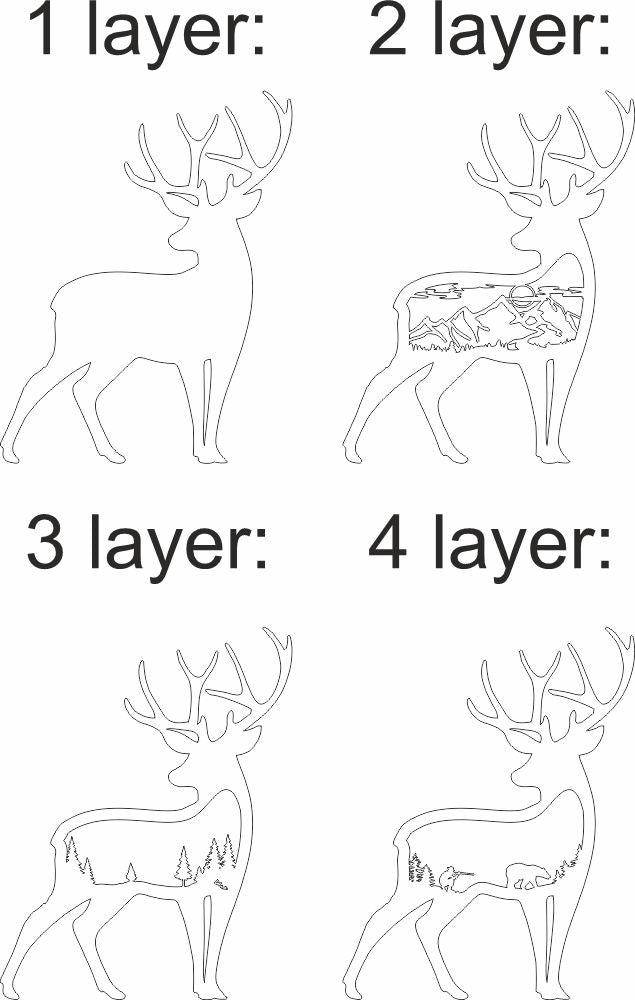 deer multilayer silhouette dxf