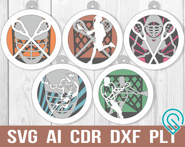 Lacrosse Svg Christmas Multilayer Ornament For Laser And Cricut Cutting
