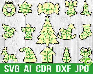 Christmas Puzzle Laser Cutting Svg File For Children Education