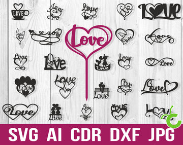 Love Cake Topper Decorations Svg File For Laser Cutting