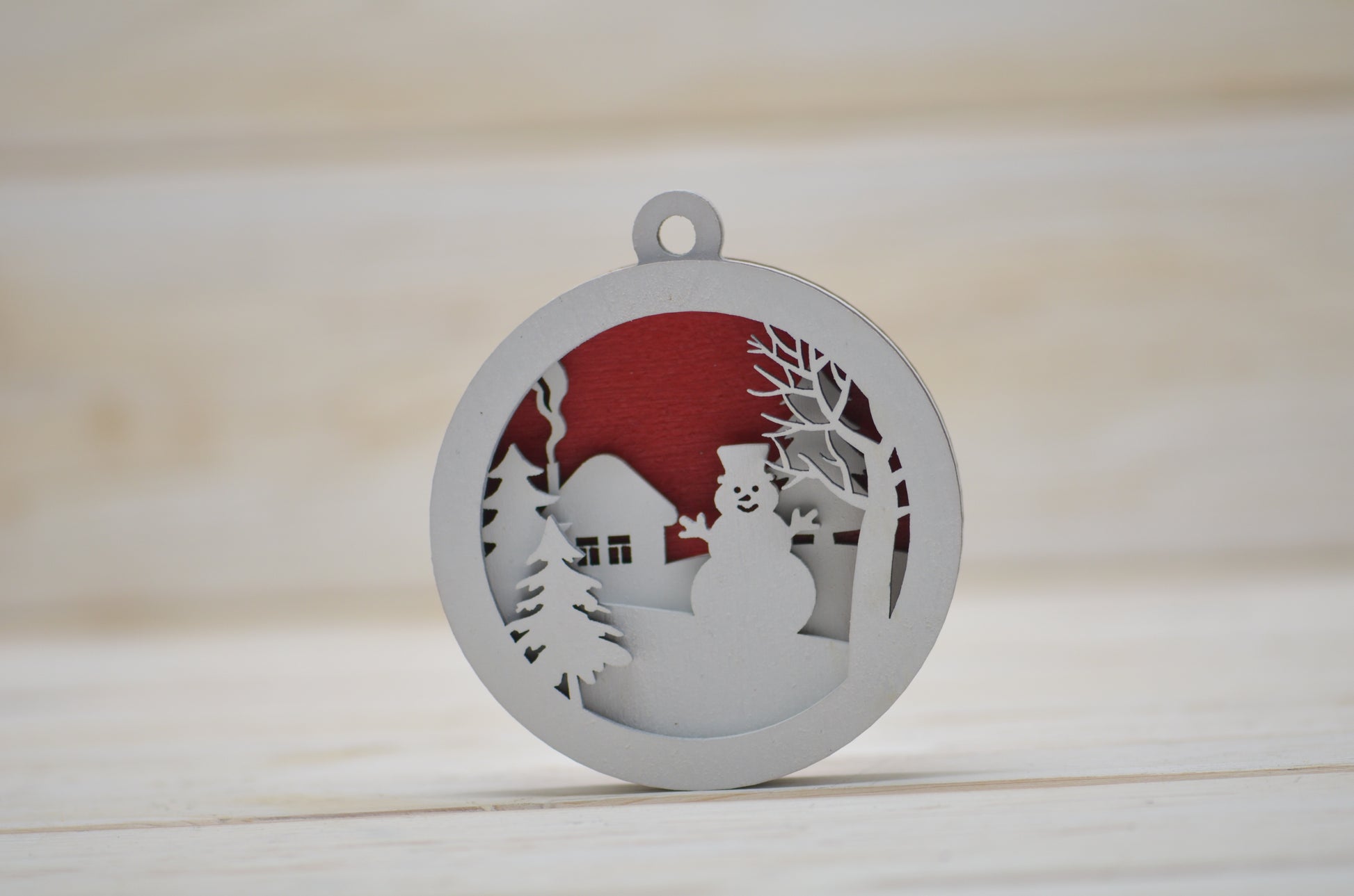 snowman and house in the village