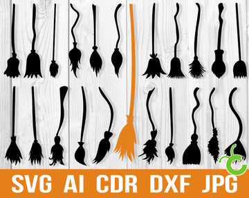 Witch Broom Svg Files For Cricut, Broomstick Silhouette