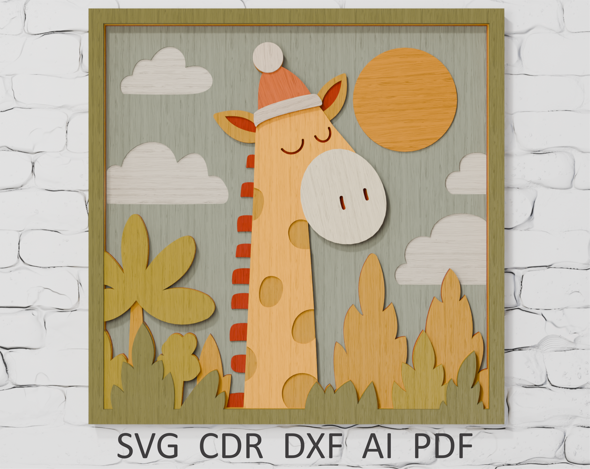 Christmas Santa Giraffe multilayer SVG